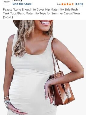Amazon White Maternity Scoop Neck Tank Top
